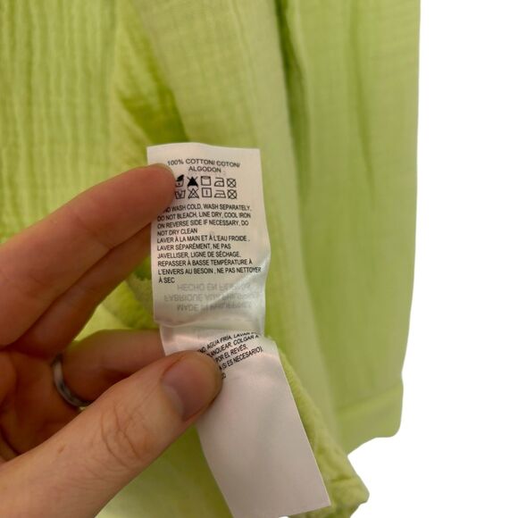 Lucky Brand Bright Green Button Down Long Sleeve Shirt Split Back Women's Small - Picture 6 of 6